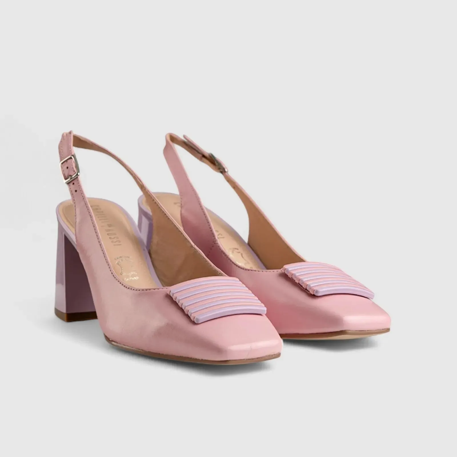 Block Heel Court Slingback Pink/Purple 11163