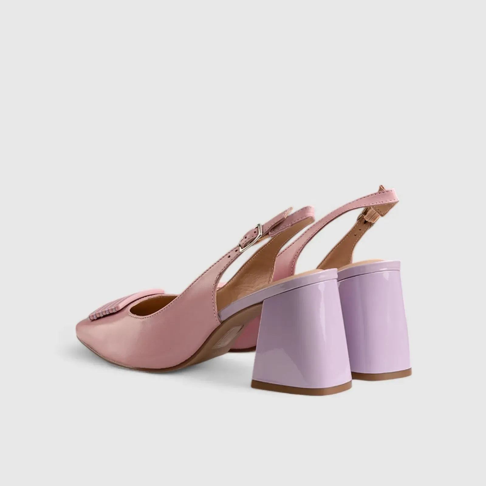Block Heel Court Slingback Pink/Purple 11163