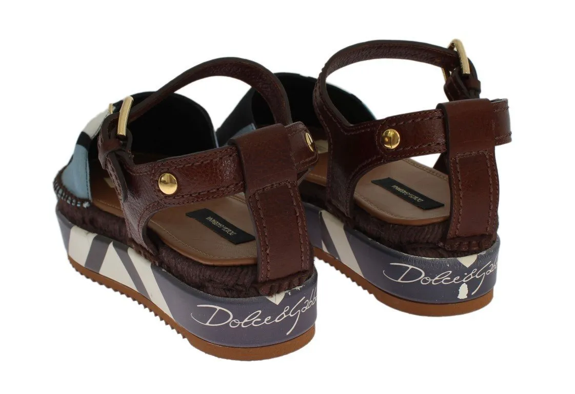 Blue Striped Espadrilles Sandals