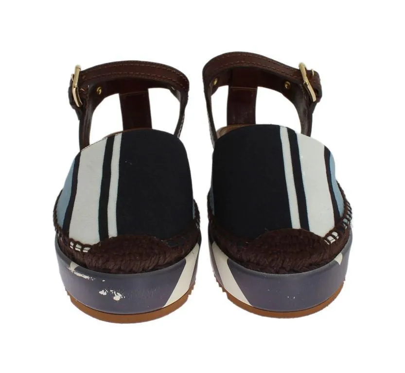 Blue Striped Espadrilles Sandals