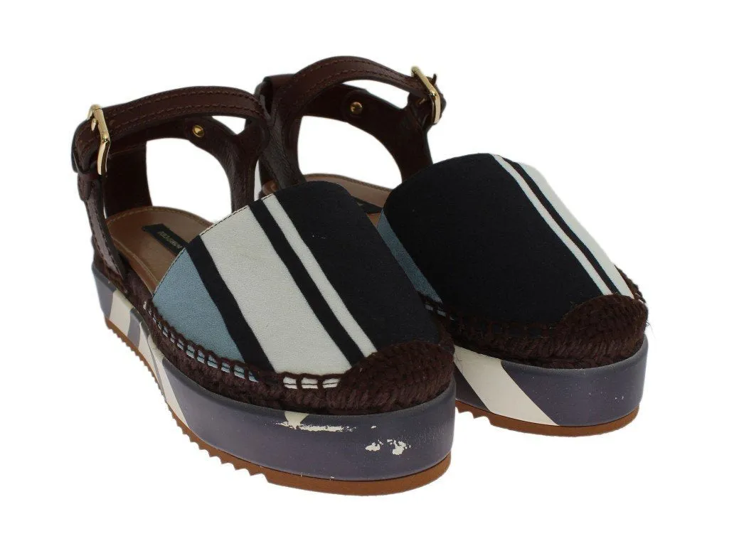 Blue Striped Espadrilles Sandals