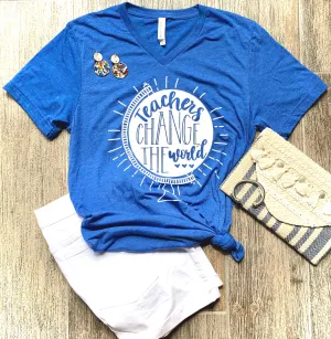 Blue Teachers Change The World Tee