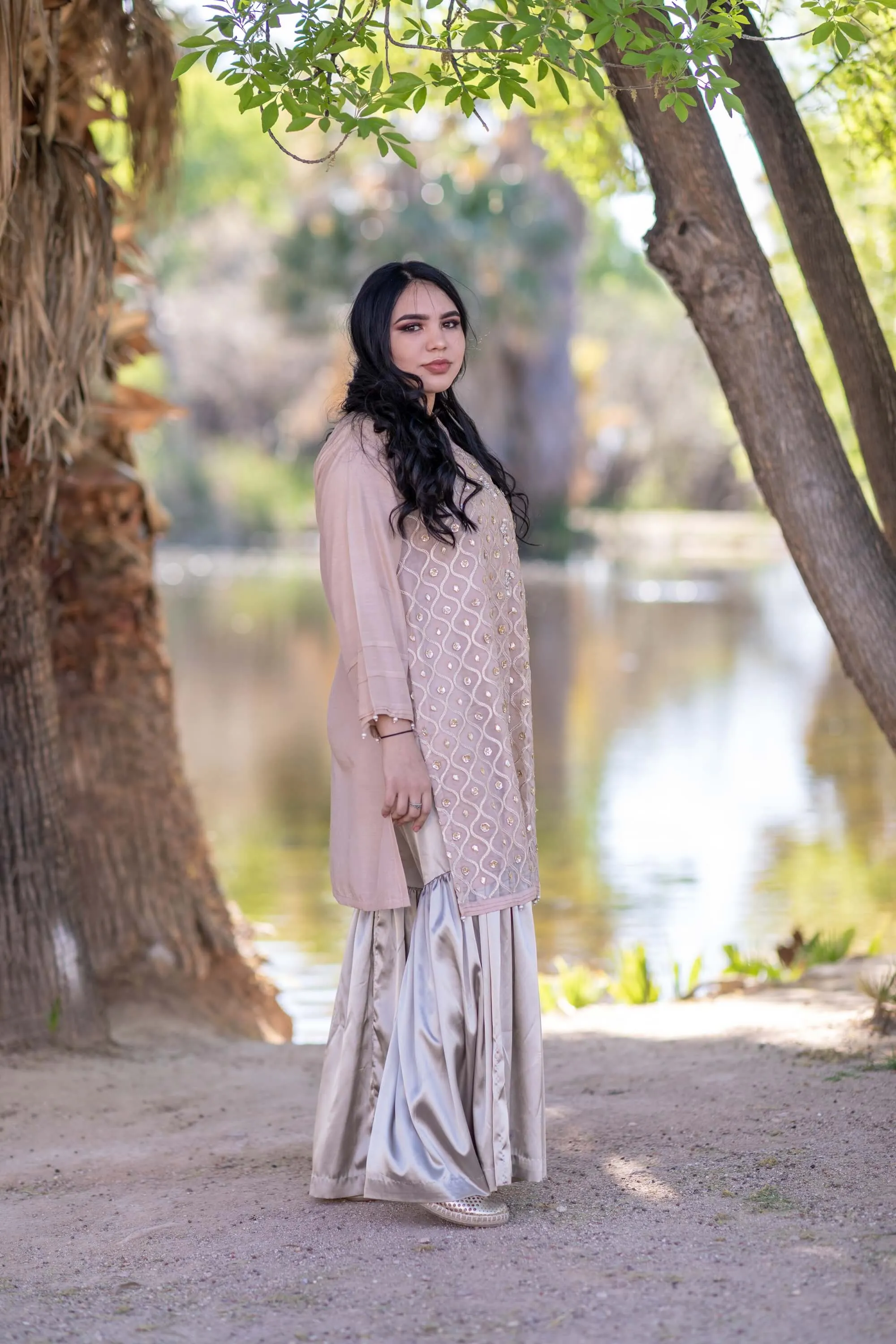 Blush Pink Beaded Embroidered Silk Shirt-Kurti