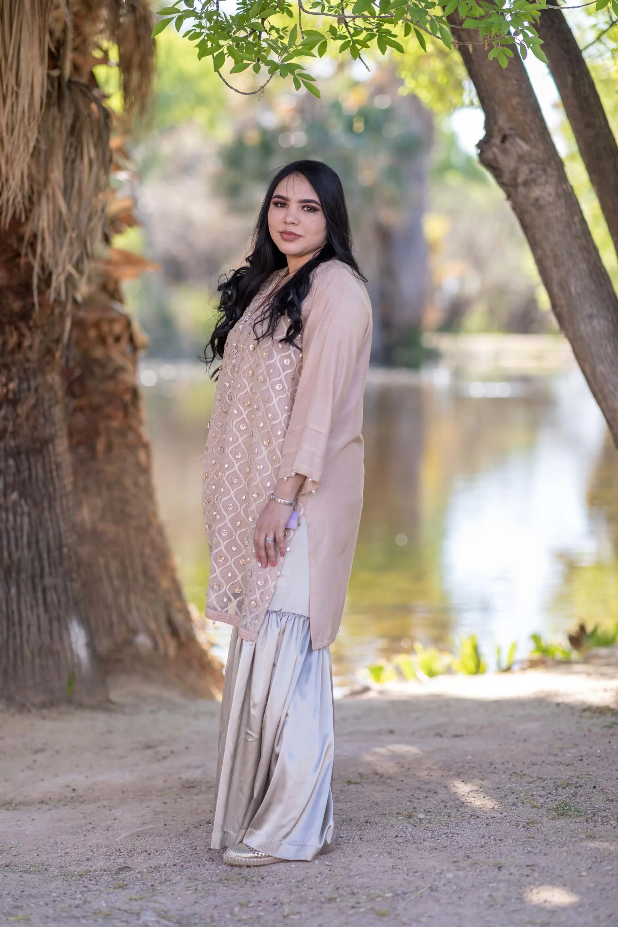 Blush Pink Beaded Embroidered Silk Shirt-Kurti