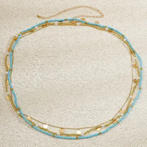 Boho 3Pcs Sequin Tassel Pearl Crystal Beaded Belly Chain Set