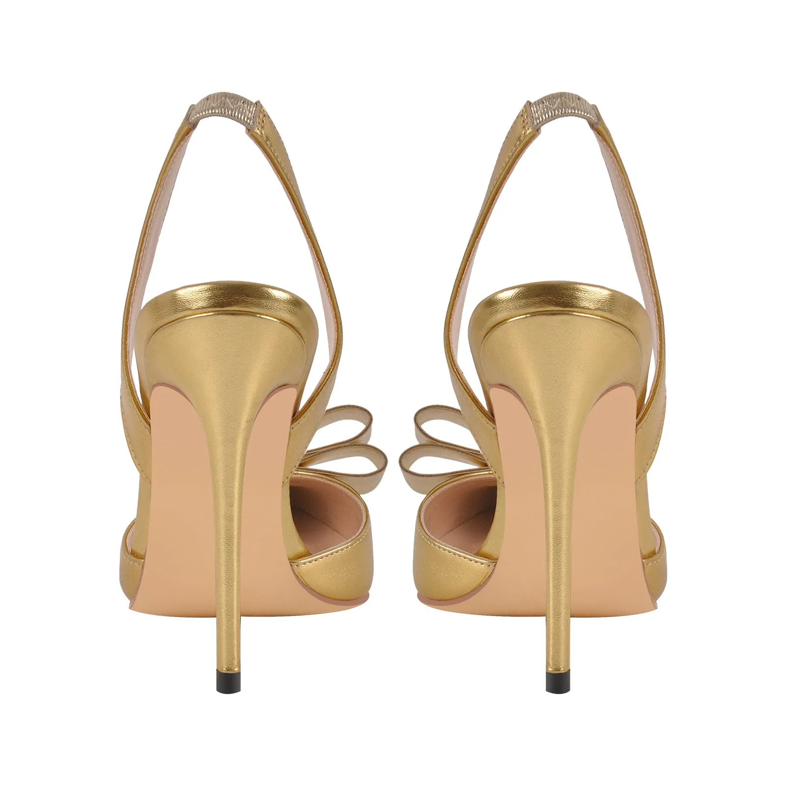 Bow Pointed Toe Slingback Stiletto Pumps
