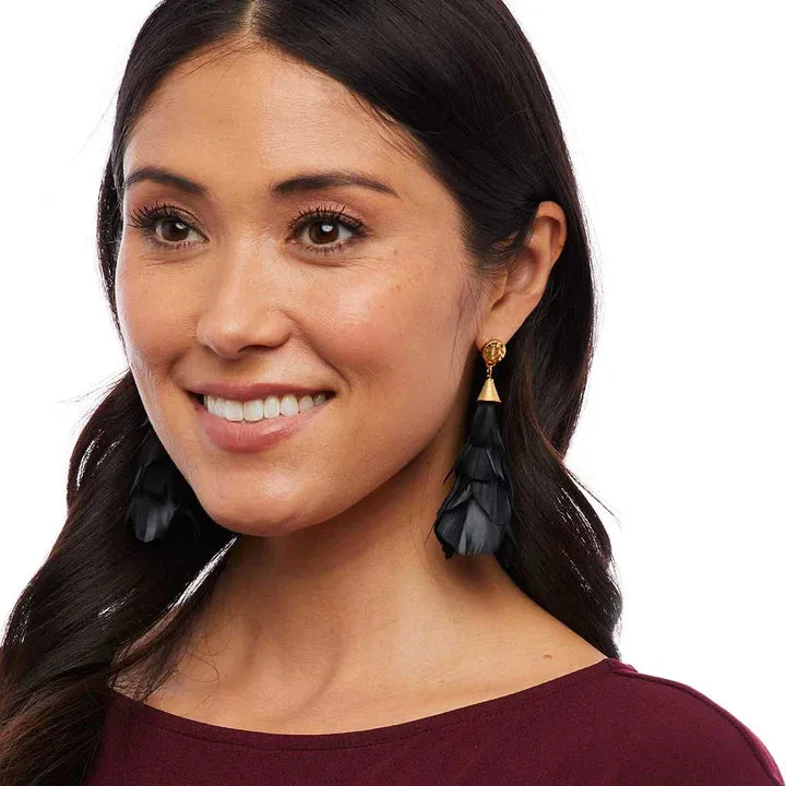 Brackish - Parades Statement Earring - Black Goose Feathers
