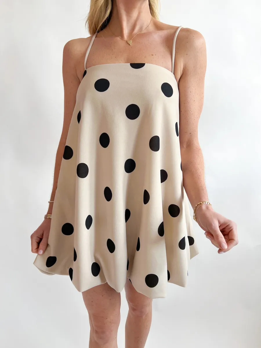Bubble Hem Polka Mini Dress