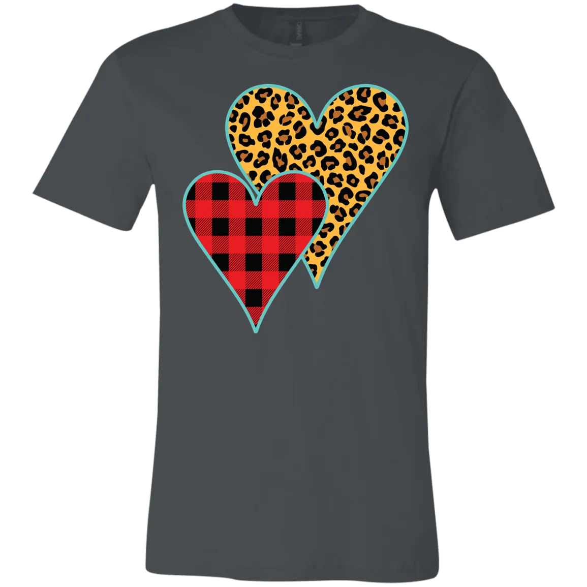 Buffalo Plaid & Leopard Print Heart Bella Canvas T-Shirt – Perfect for Valentine’s Day!