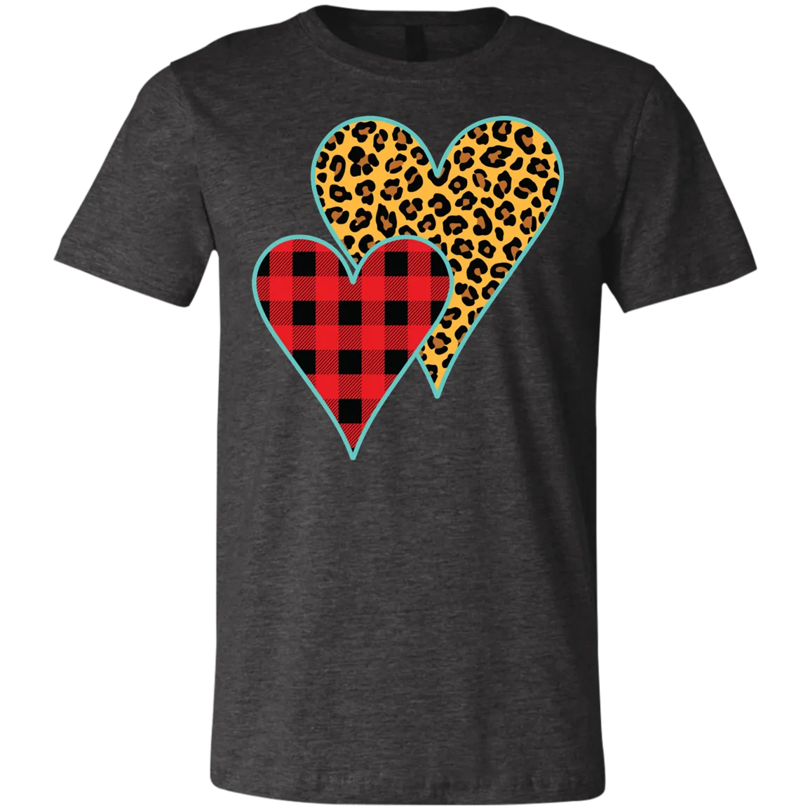 Buffalo Plaid & Leopard Print Heart Bella Canvas T-Shirt – Perfect for Valentine’s Day!