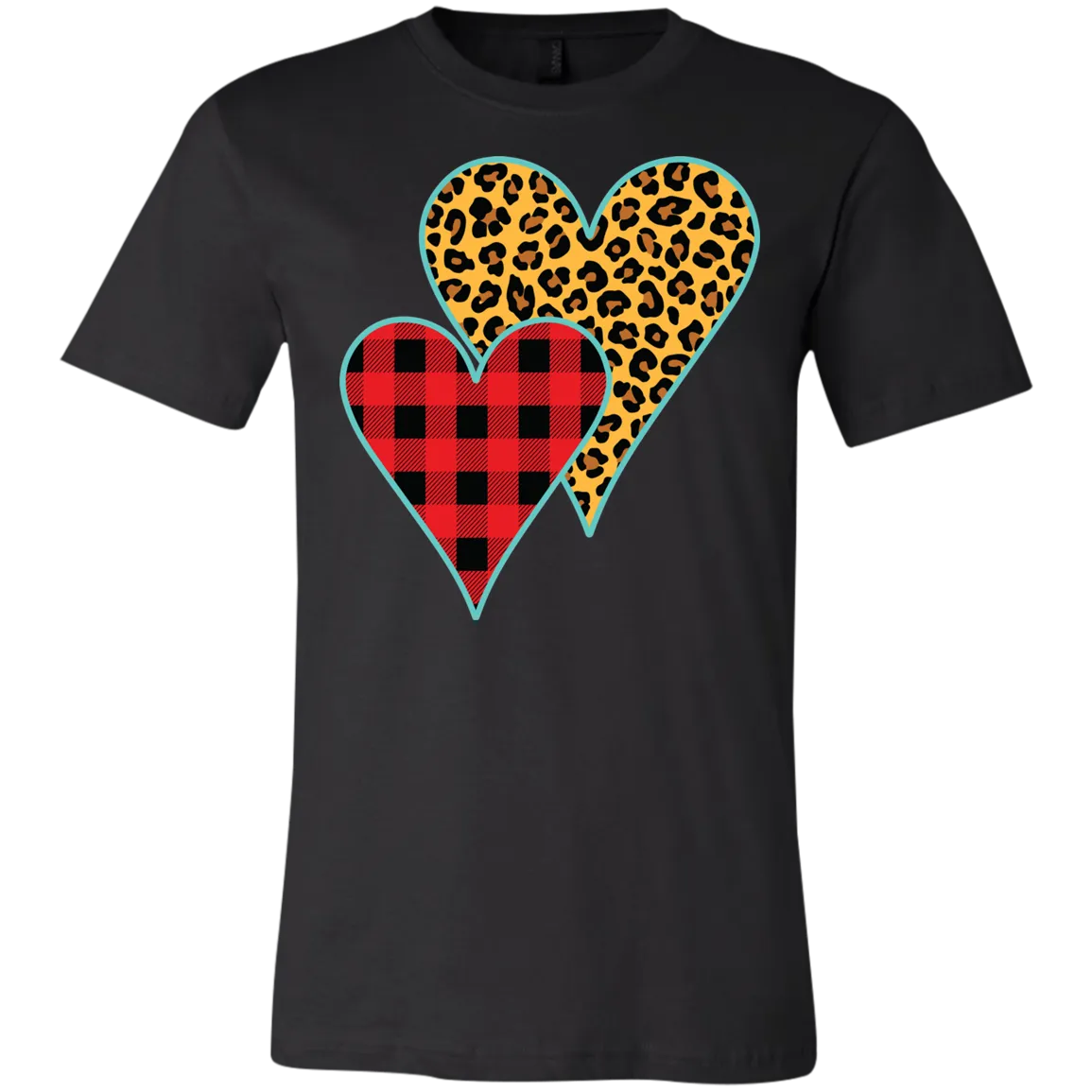 Buffalo Plaid & Leopard Print Heart Bella Canvas T-Shirt – Perfect for Valentine’s Day!