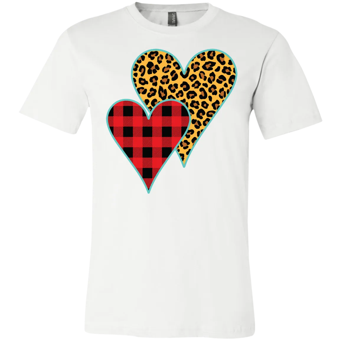 Buffalo Plaid & Leopard Print Heart Bella Canvas T-Shirt – Perfect for Valentine’s Day!
