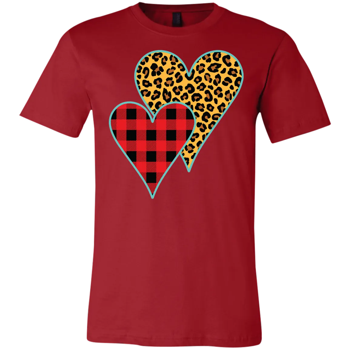 Buffalo Plaid & Leopard Print Heart Bella Canvas T-Shirt – Perfect for Valentine’s Day!