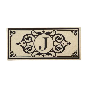 Cambridge Monogram Burlap Sassafras Switch Mat, Letter J