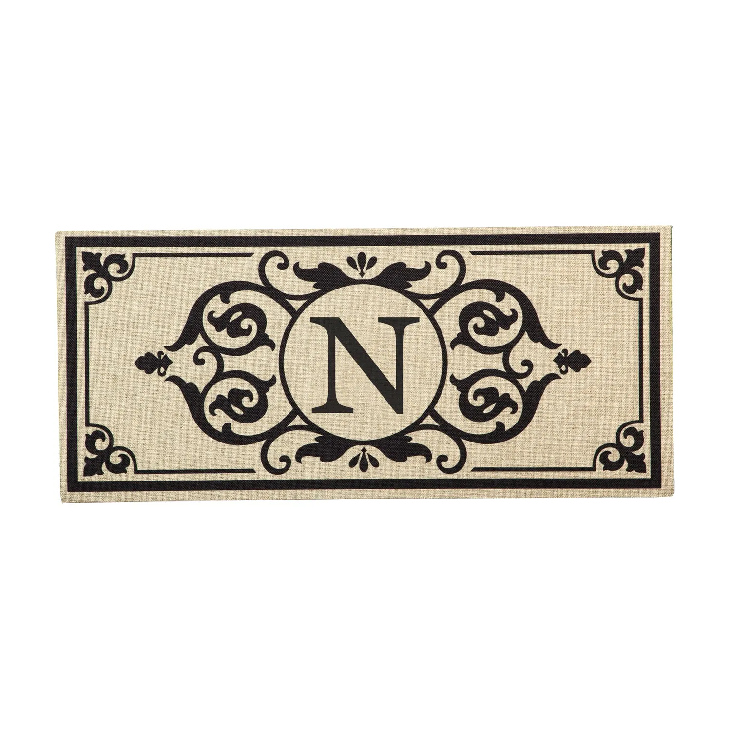 Cambridge Monogram Burlap Sassafras Switch Mat, Letter N
