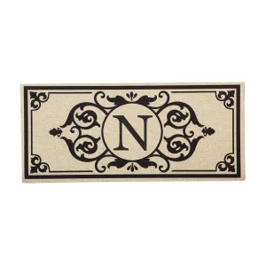 Cambridge Monogram Burlap Sassafras Switch Mat, Letter N