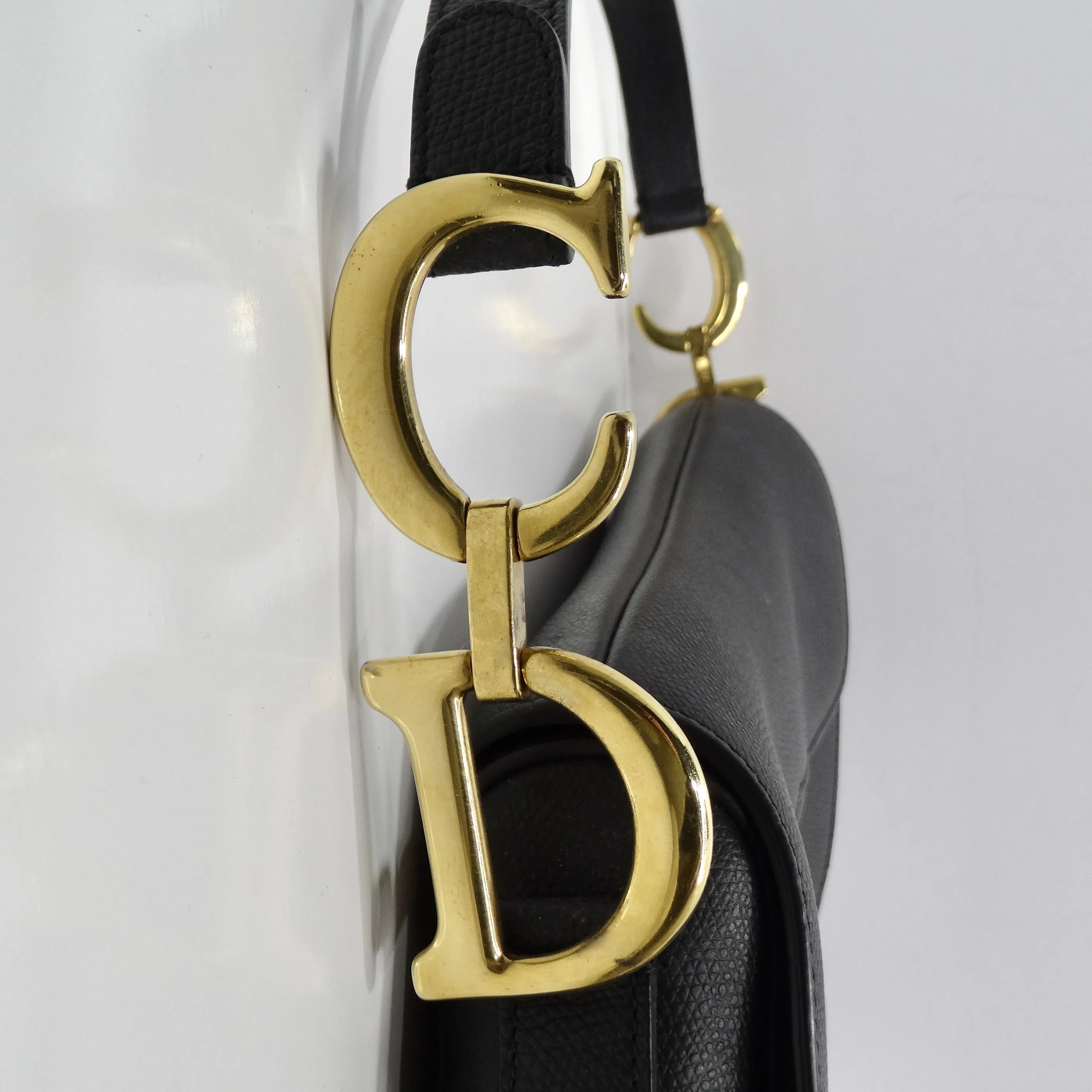 Christian Dior Medium Saddle Bag in Black Calfskin