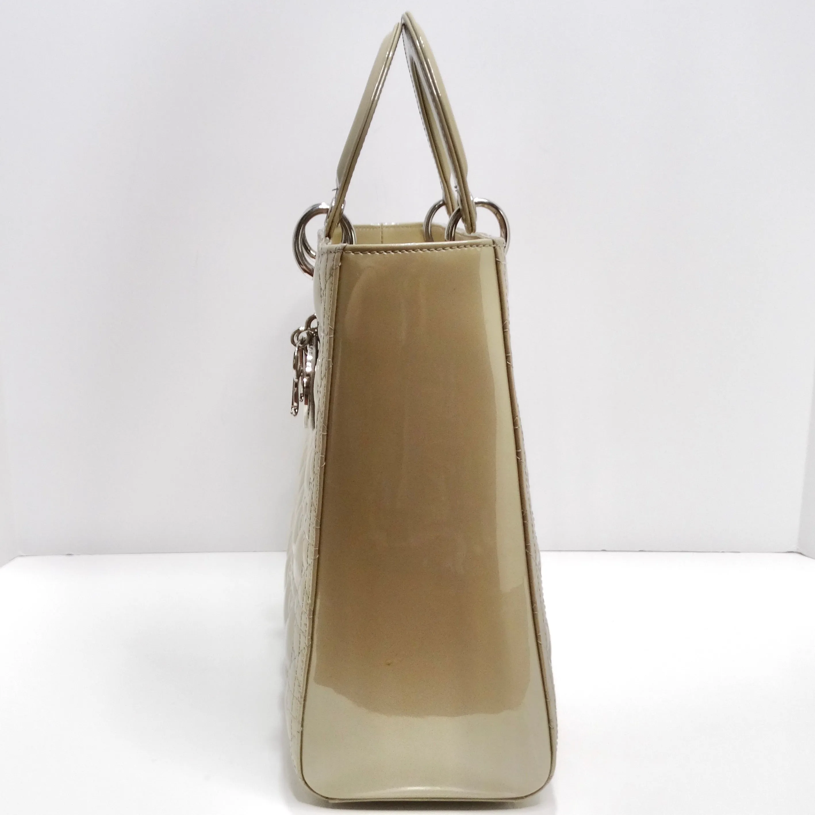 Christian Dior Patent Cannage Large Lady Dior Beige