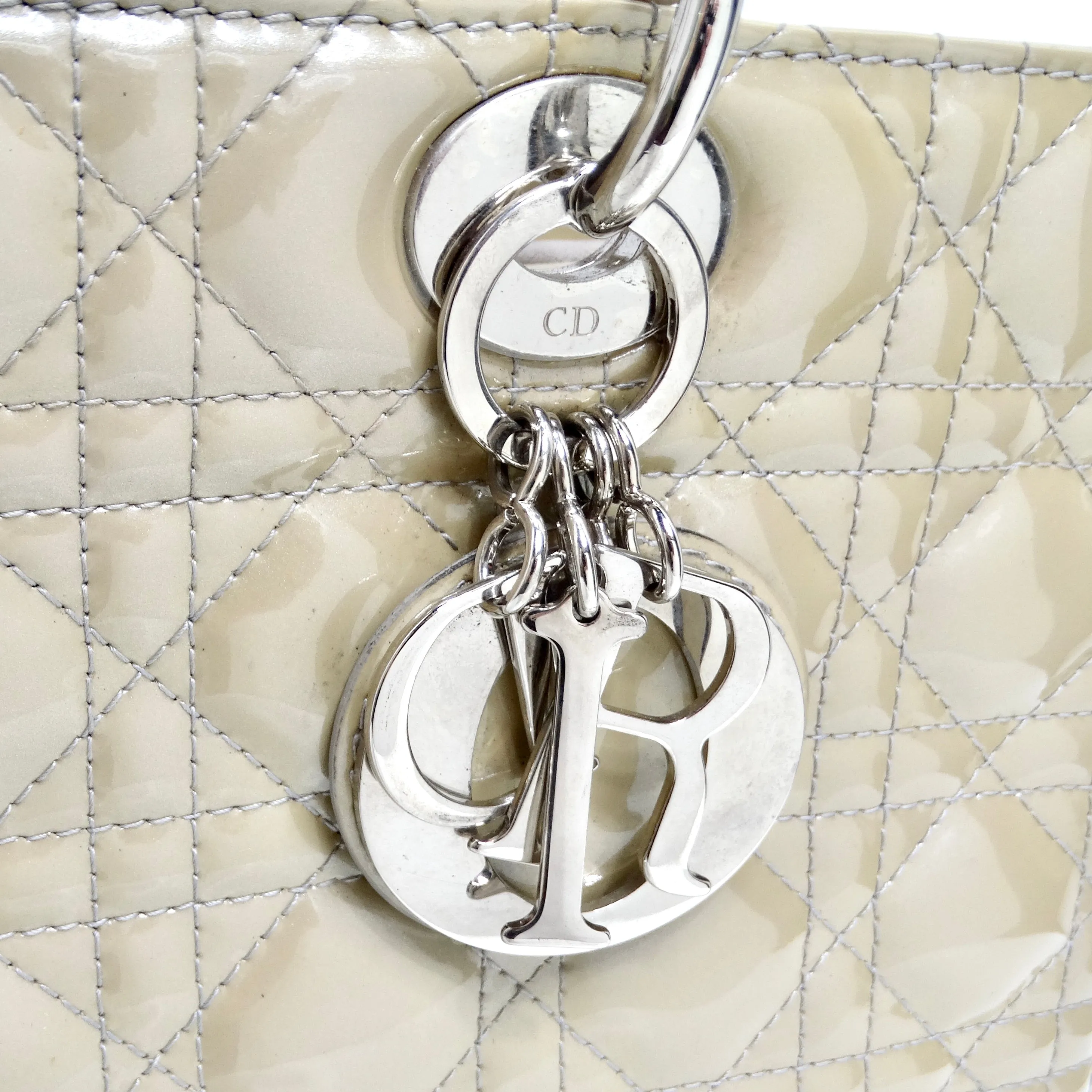 Christian Dior Patent Cannage Large Lady Dior Beige