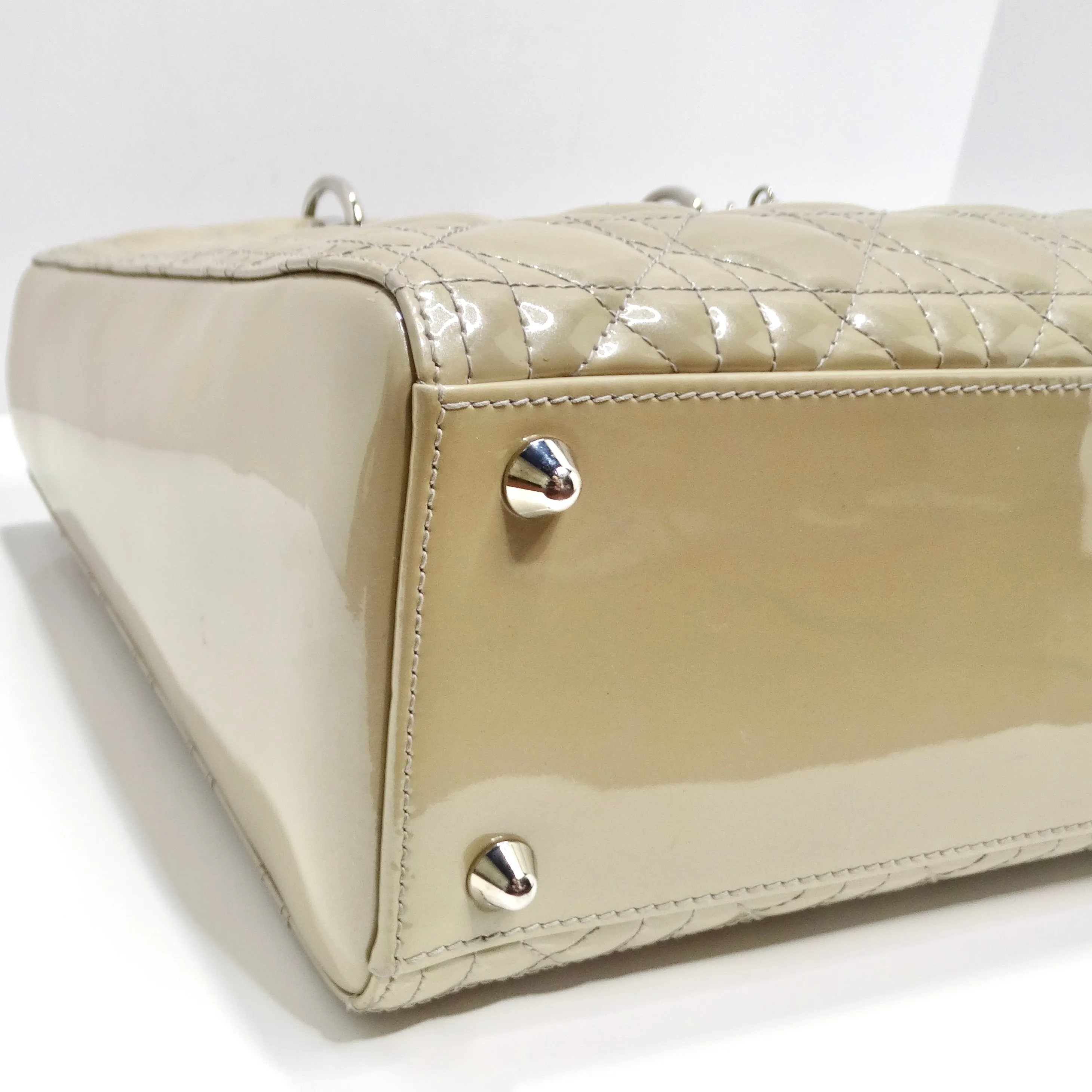 Christian Dior Patent Cannage Large Lady Dior Beige