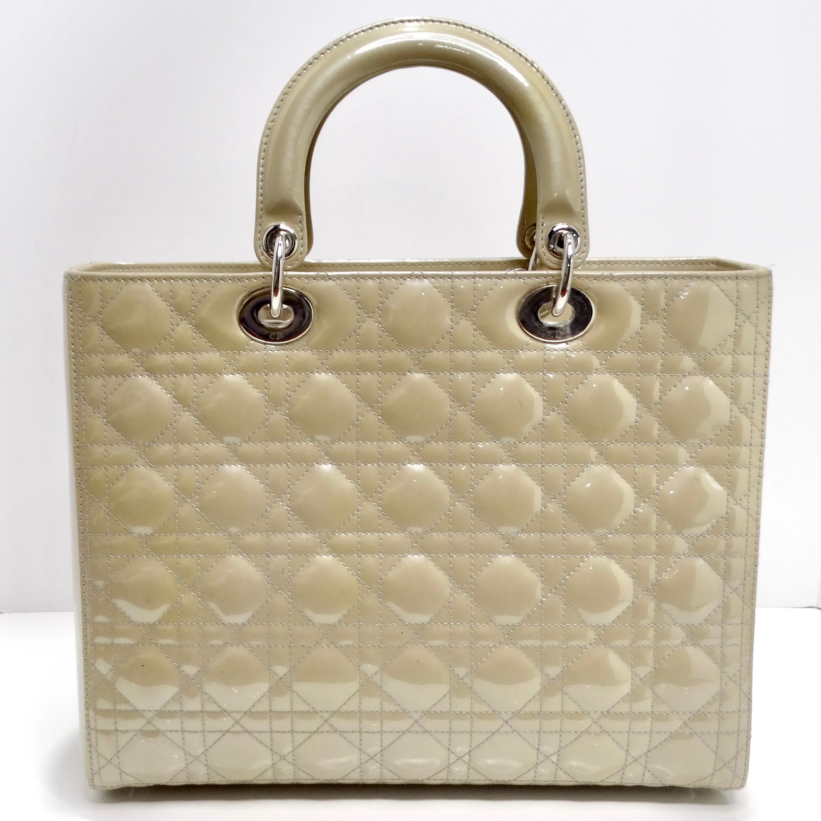 Christian Dior Patent Cannage Large Lady Dior Beige