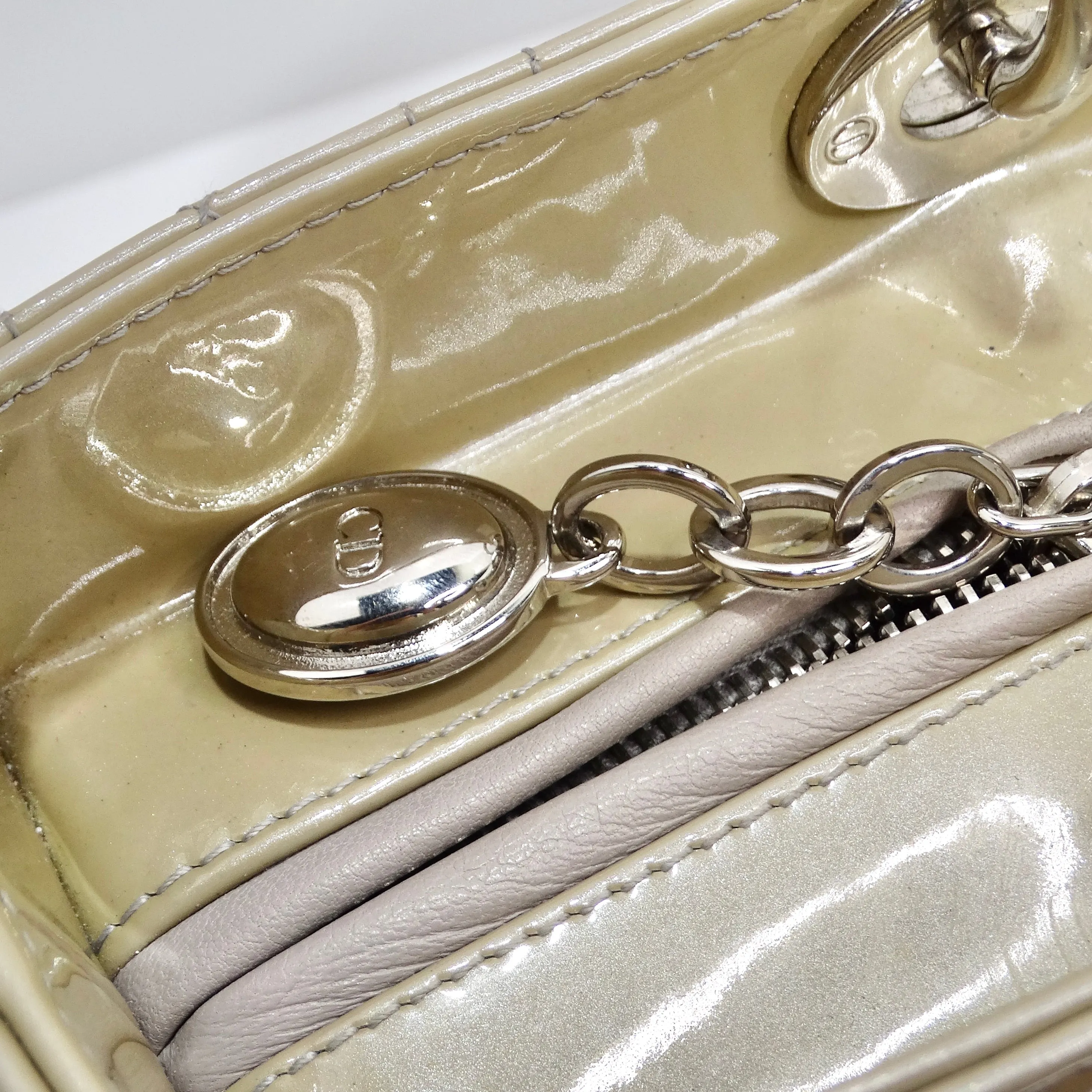 Christian Dior Patent Cannage Large Lady Dior Beige