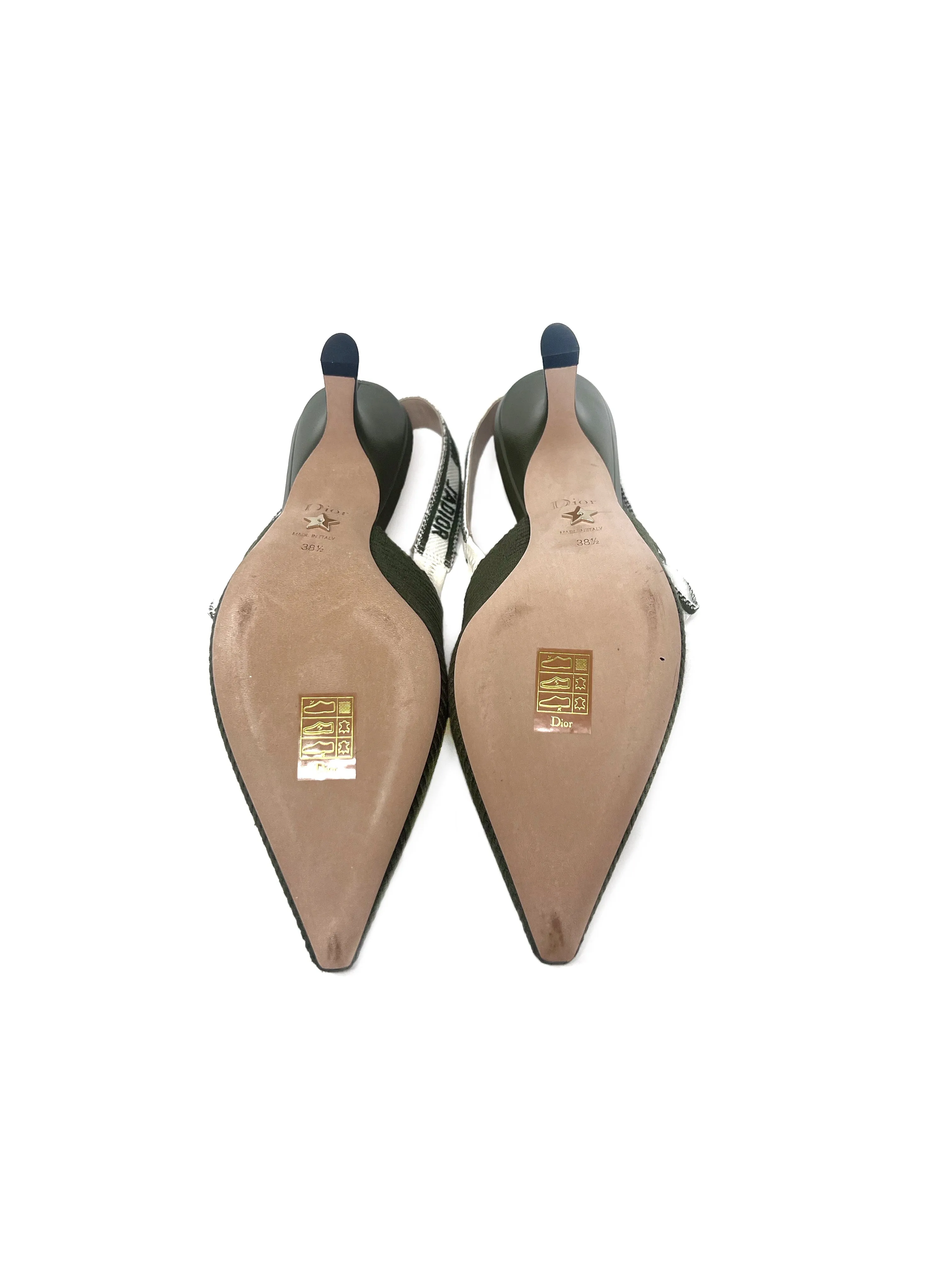 Christian Dior Size 38.5 WB! 'J'Adore' Ribbed Embroidered Slingback