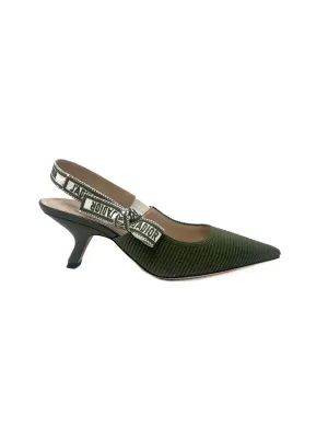 Christian Dior Size 38.5 WB! 'J'Adore' Ribbed Embroidered Slingback