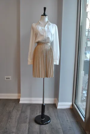 CLEARANCE - CAPPUCCINO FAUX LEATHER PLEATED SKIRT