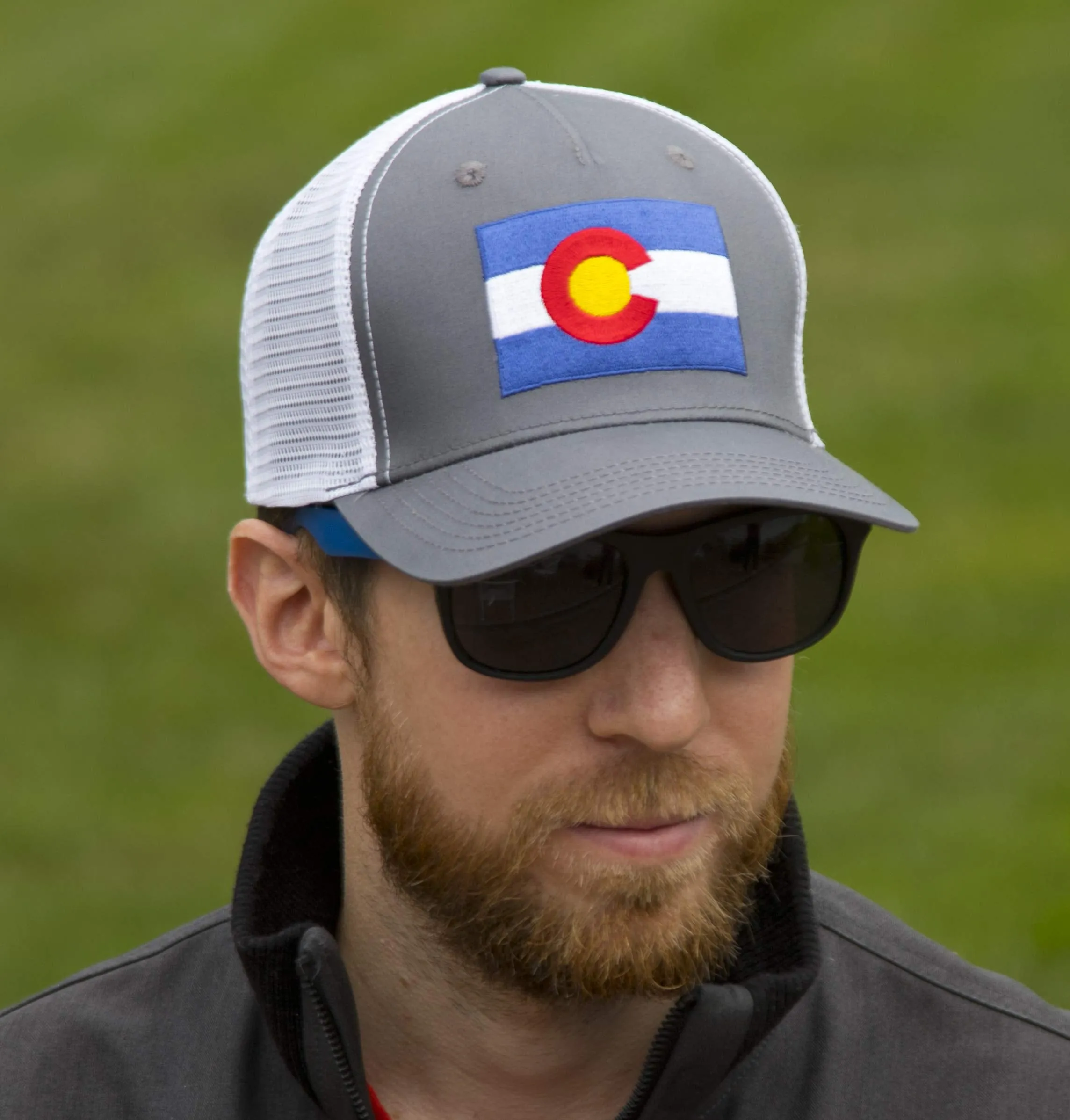 Colorado Flag Trucker Baseball Snapback Hat (Grey White) - International Tie