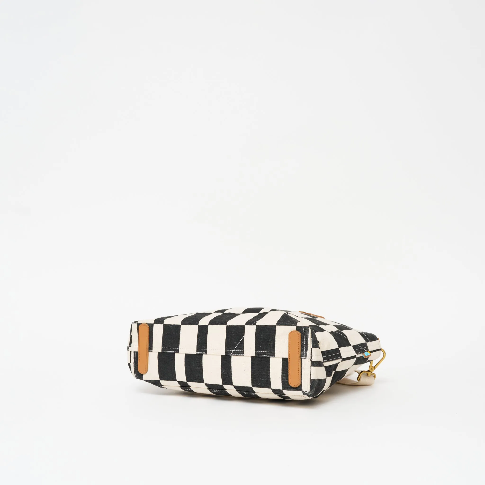 Commuter Bag - Black Checker with Red Beaded Heart