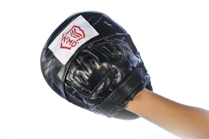 CURVED 100% LEATHER BOXING MMA PUNCH FOCUS PAD MITTS