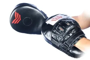 CURVED 100% LEATHER BOXING MMA PUNCH FOCUS PAD MITTS