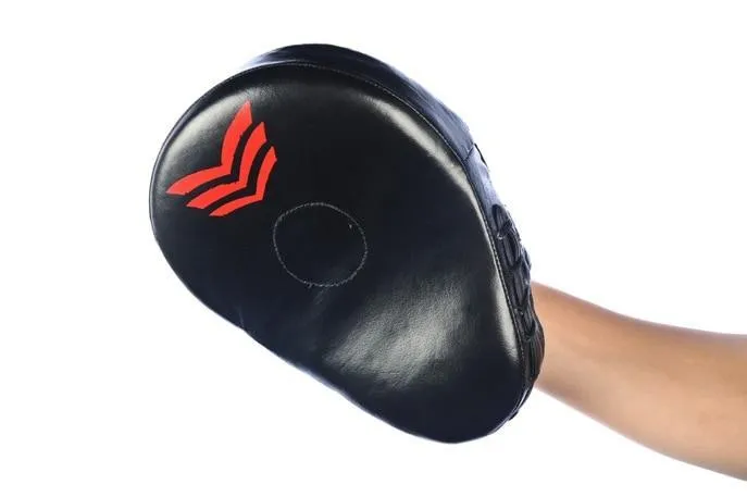 CURVED 100% LEATHER BOXING MMA PUNCH FOCUS PAD MITTS