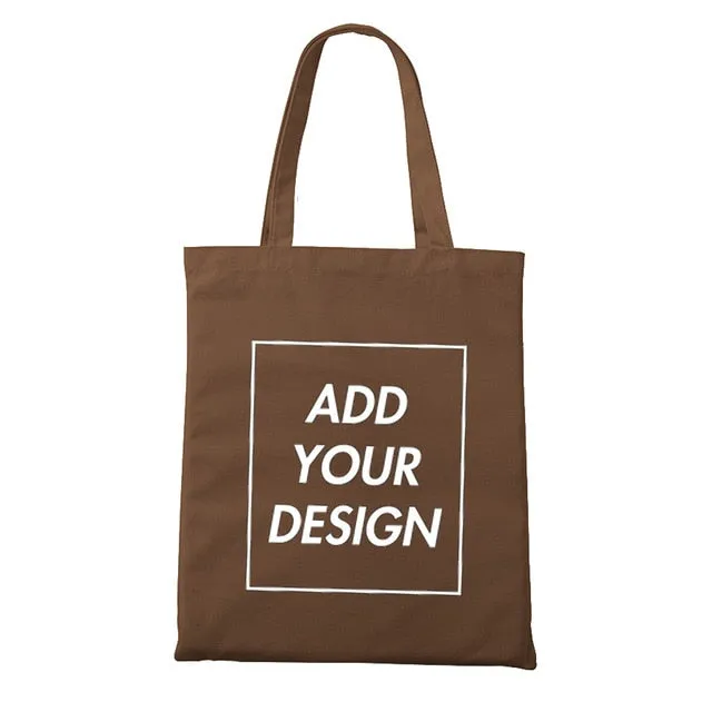 Custom Tote Bag Shopping Add Your Text Print Original Design White Zipper Unisex Fashion Travel Canvas Bags