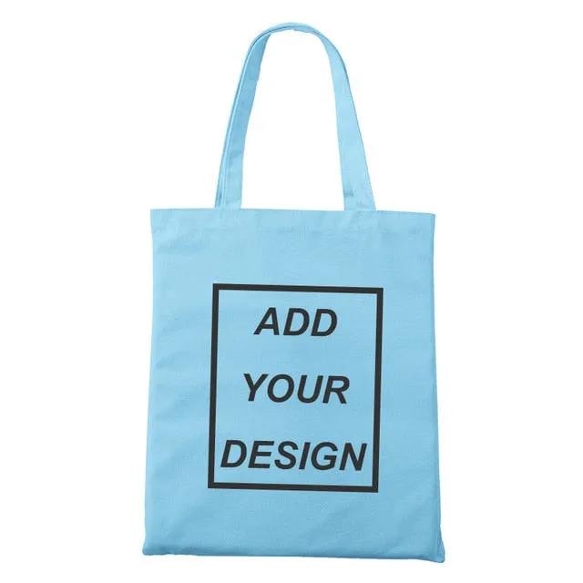Custom Tote Bag Shopping Add Your Text Print Original Design White Zipper Unisex Fashion Travel Canvas Bags