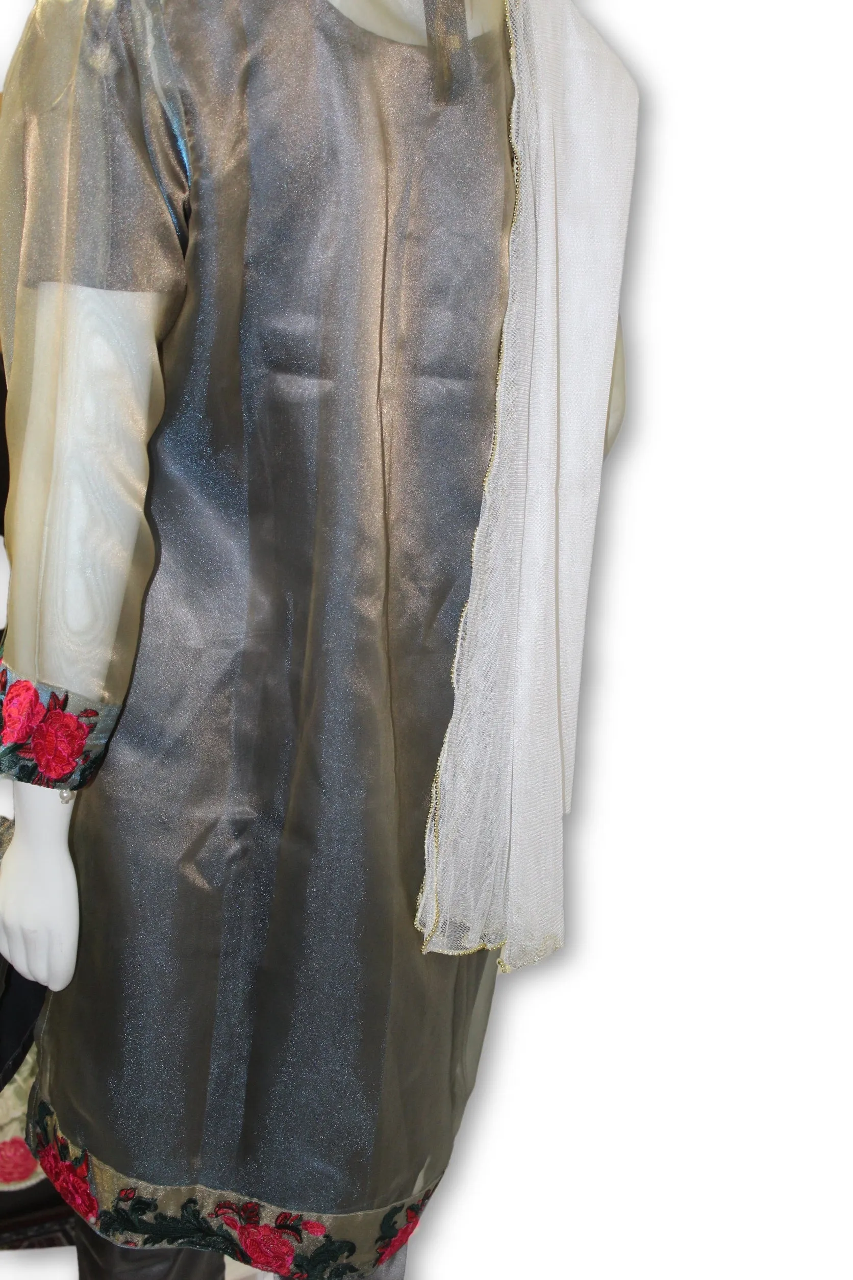 D08 Pakistani Indian Women Embroidered Organza Formal Dress