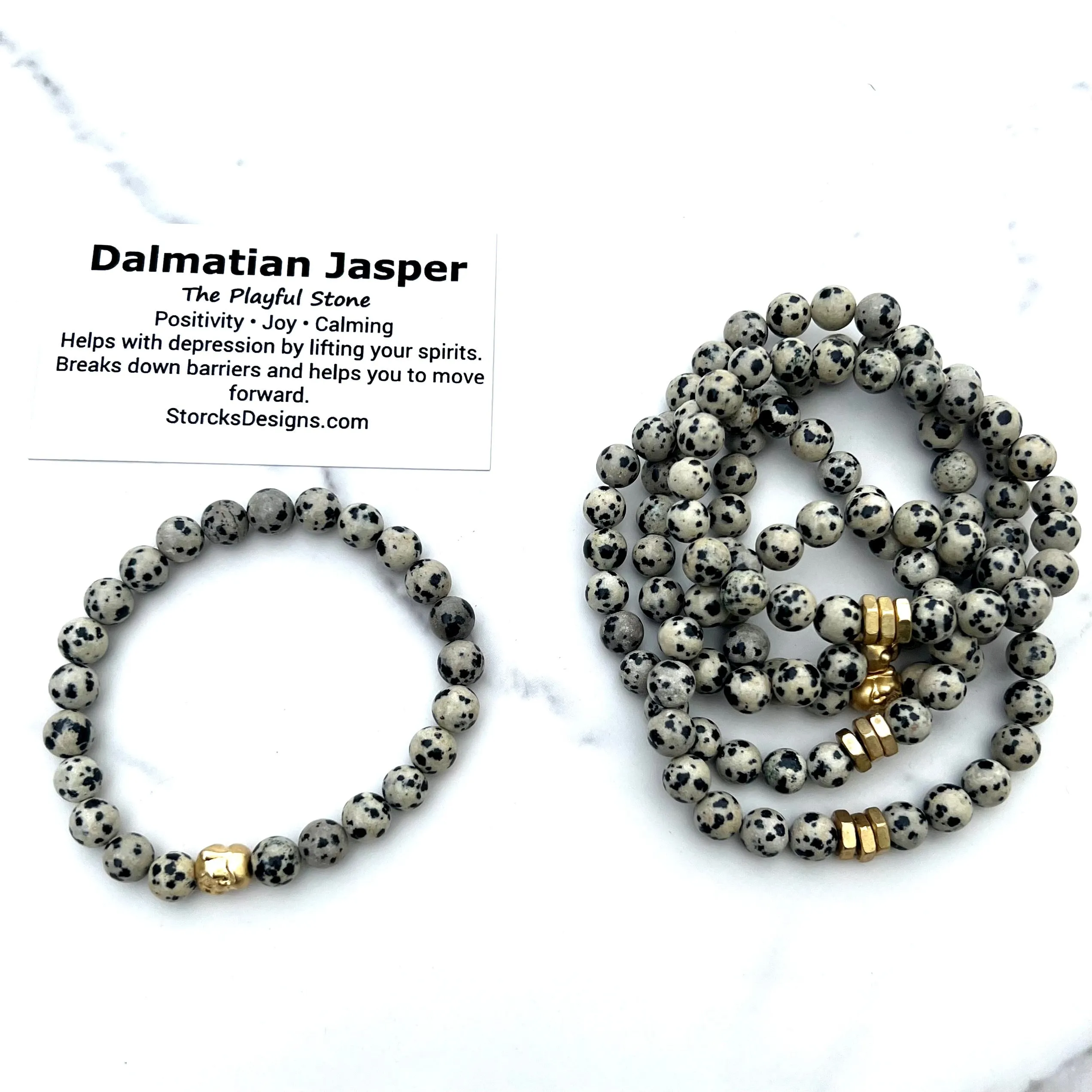 Dalmatian Jasper Beaded Bracelet
