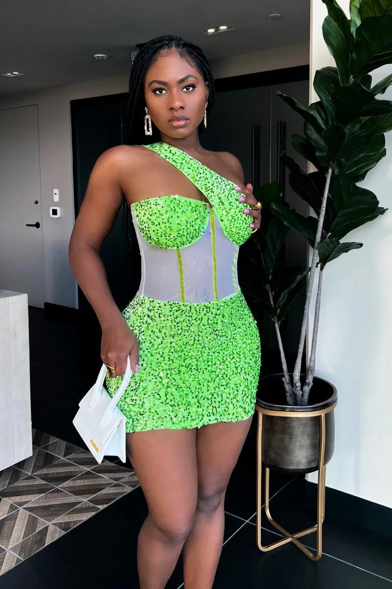 DANCE TONIGHT SPARKLE GREEN | DRESS