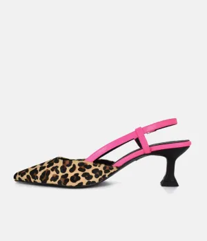 Dansi Gorgeous Leopard/Pink Slingback Heels