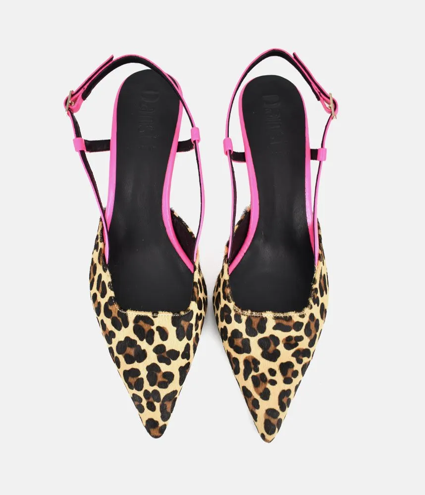 Dansi Gorgeous Leopard/Pink Slingback Heels