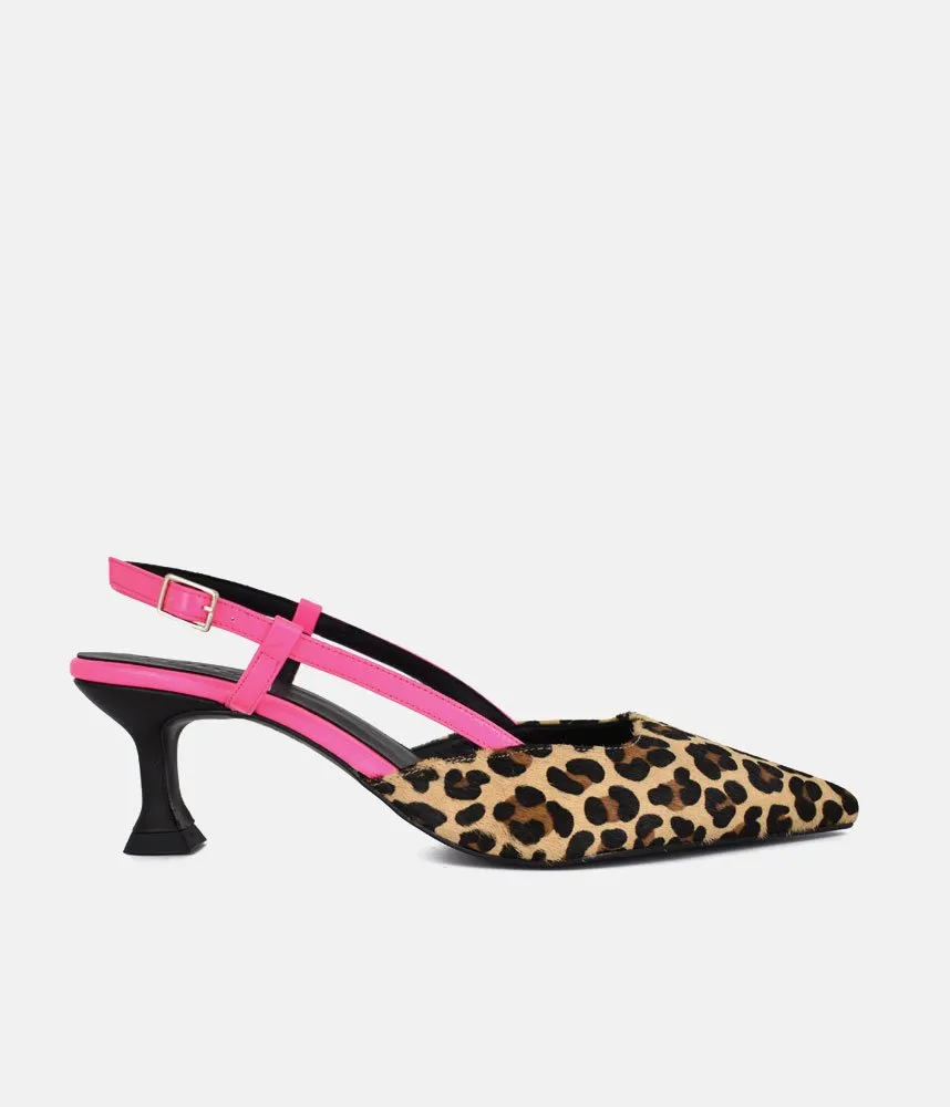 Dansi Gorgeous Leopard/Pink Slingback Heels