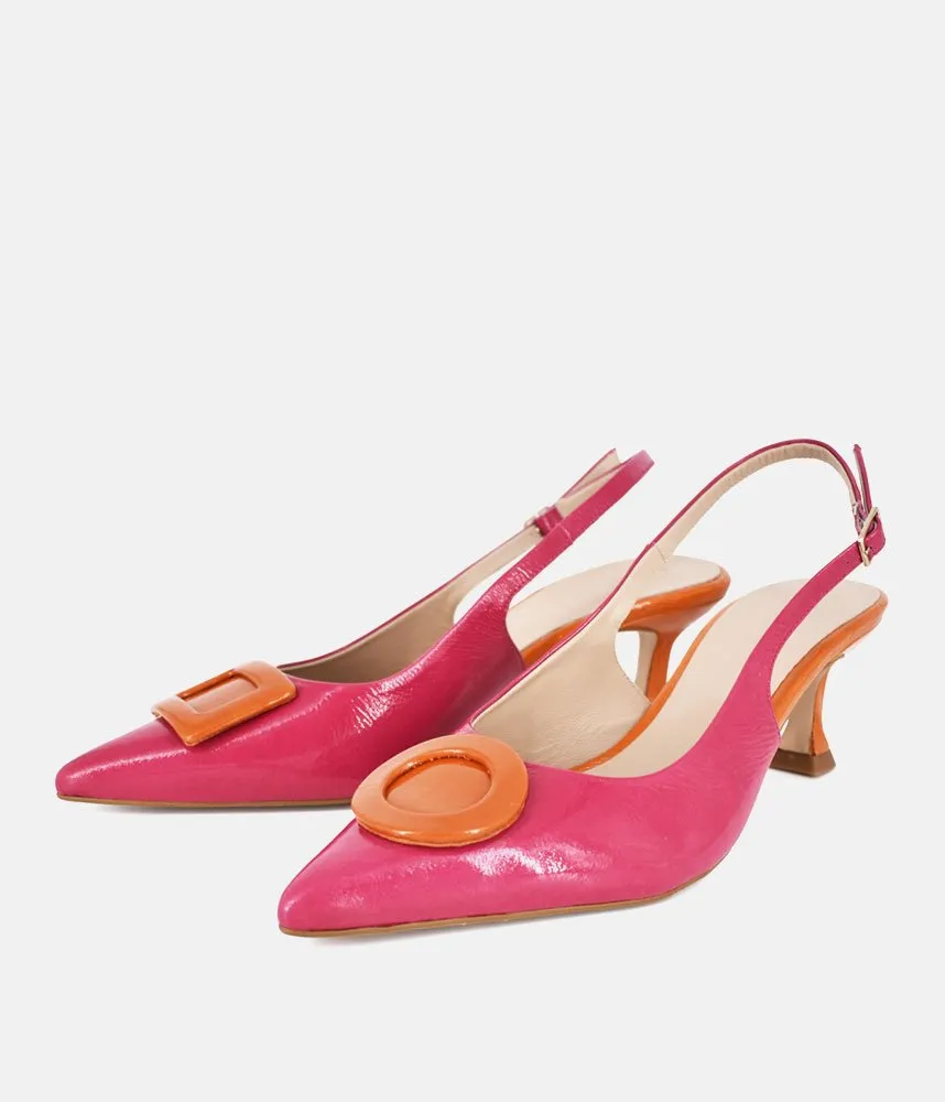 Dansi Pretty Pink/Orange Slingback Heels