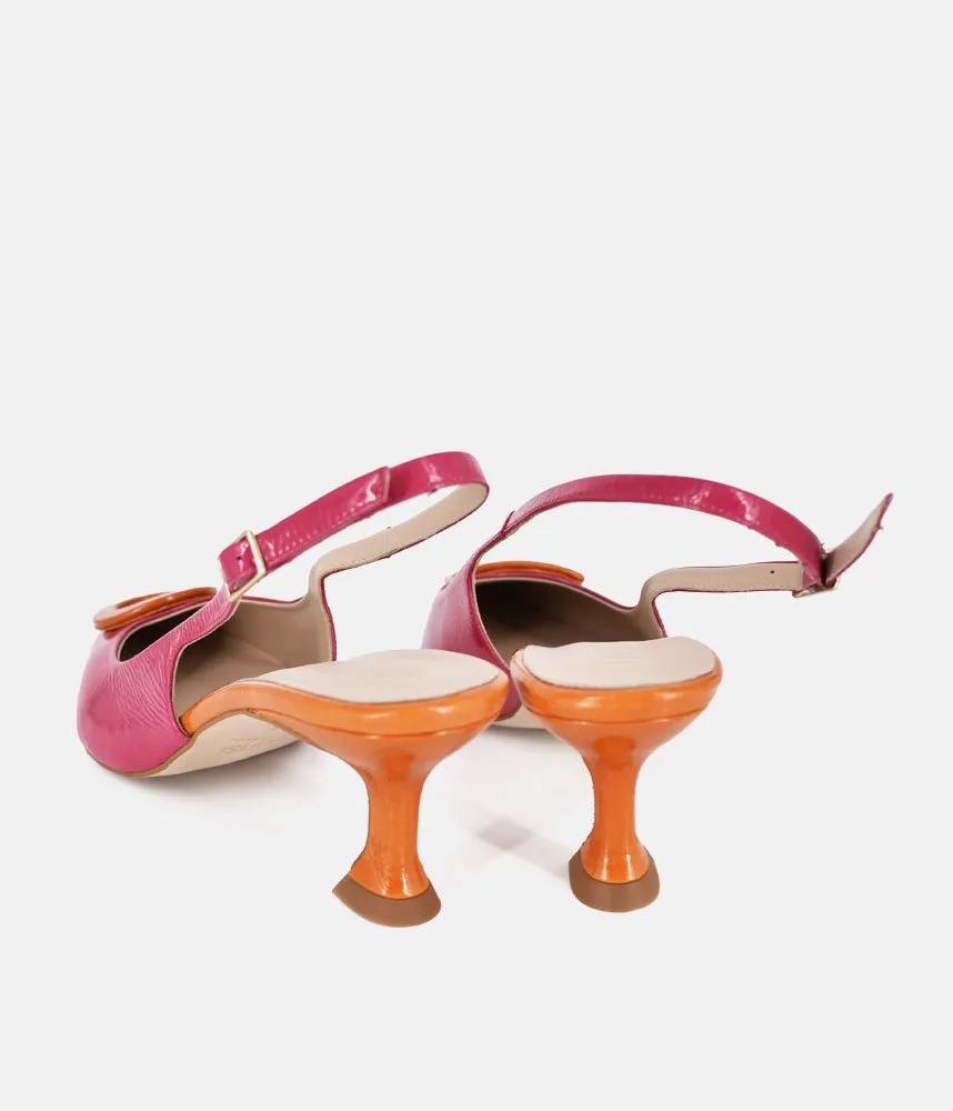 Dansi Pretty Pink/Orange Slingback Heels