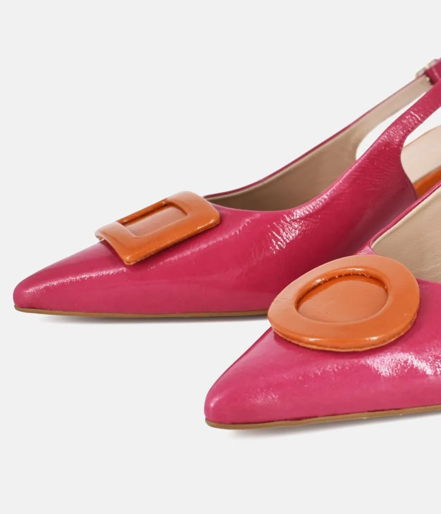 Dansi Pretty Pink/Orange Slingback Heels