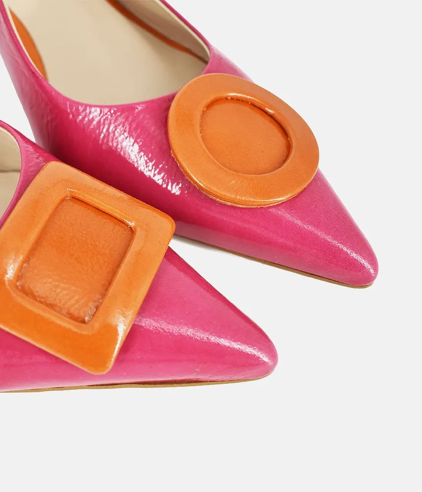 Dansi Pretty Pink/Orange Slingback Heels