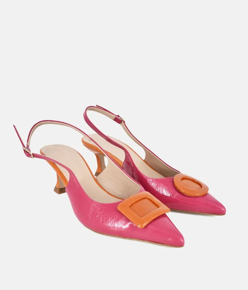 Dansi Pretty Pink/Orange Slingback Heels