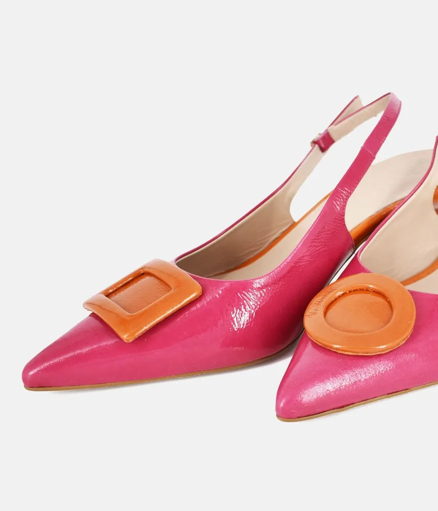 Dansi Pretty Pink/Orange Slingback Heels