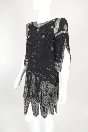 Deco Beaded Plunge Back Dress