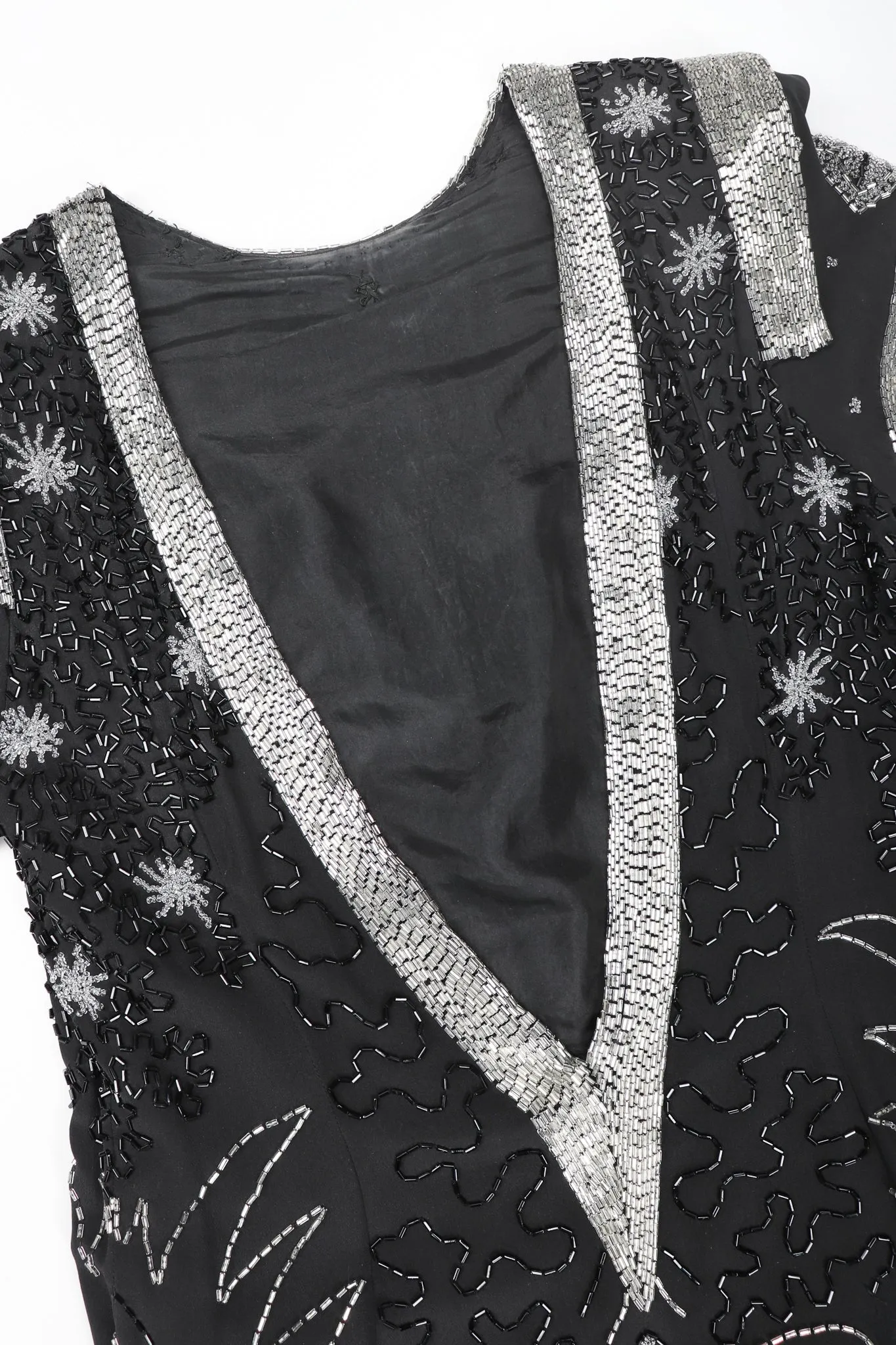 Deco Beaded Plunge Back Dress